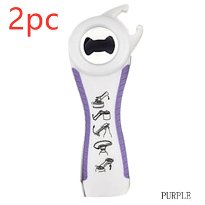 5 in 1 Creative Multifunction Stainless Steel Can Opener Beer Bottle Opener Kitchen DealSniper.net 2pc Purple