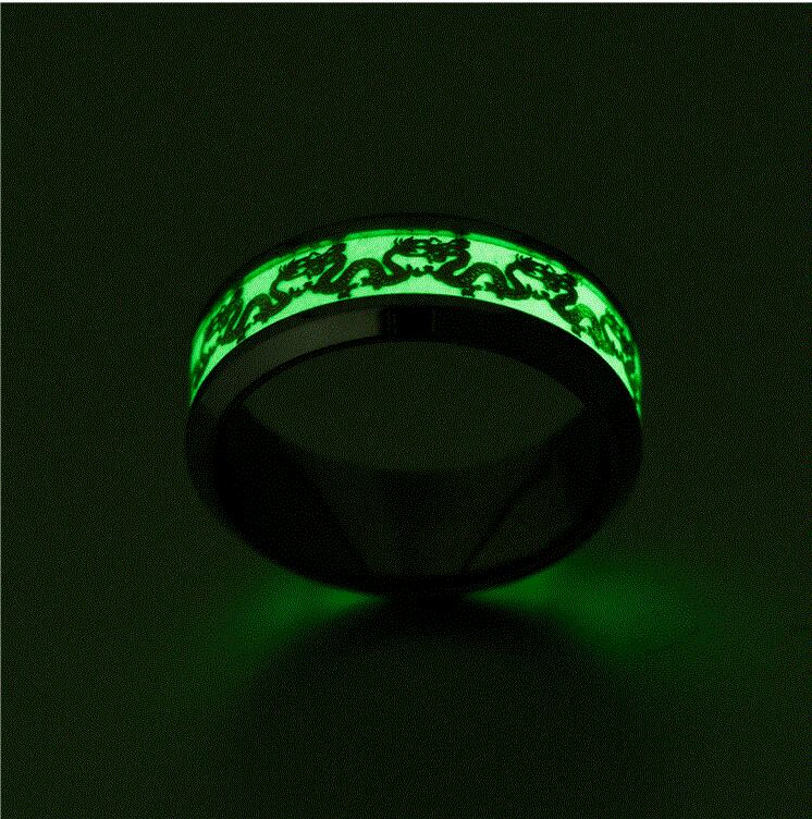 Chinese national dragon pattern blue ring fluorescent ring male Jewelry dealsniper-net