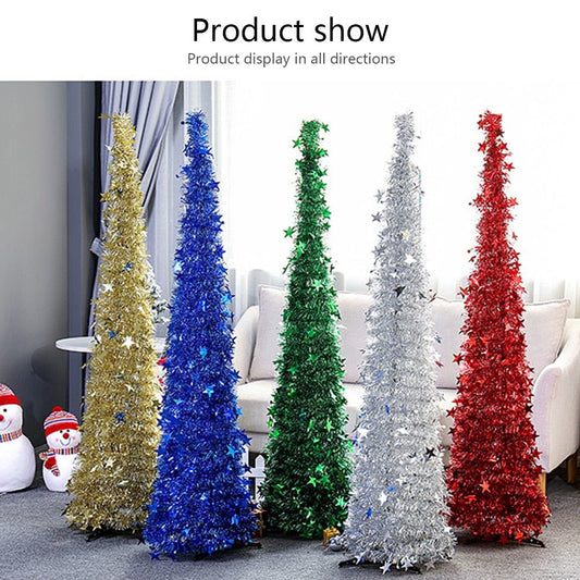 Artificial Tinsel Up Christmas Tree With Stand Christmas Decorations Holidays dealsniper-net