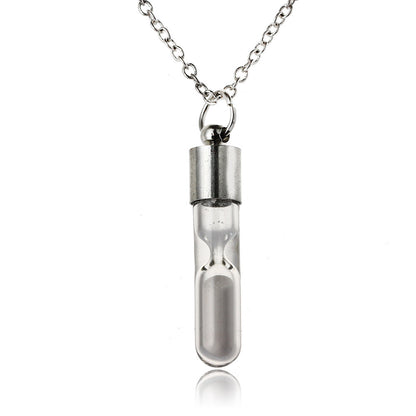 Fashion Time Hourglass Crystal Drift Bottle Pendant Noctilucent Necklace Jewelry dealsniper-net