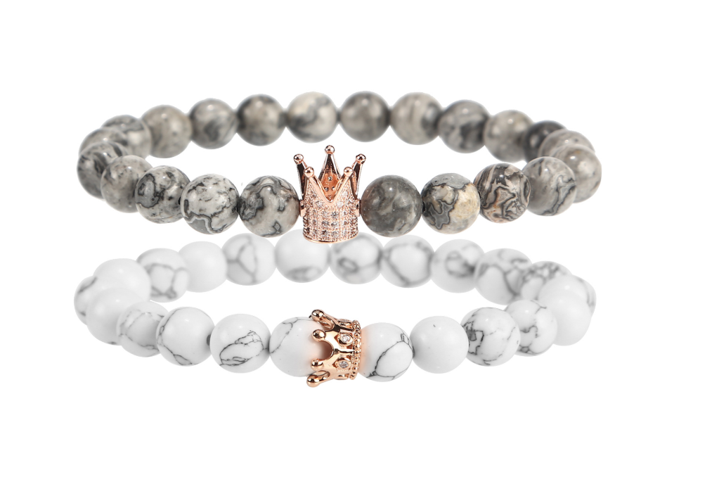 Micro inlaid zircon crown bracelet volcanic stone white turquoise bracelet Jewelry DealSniper.net B