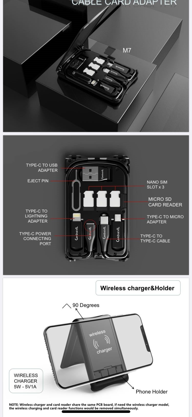 Multifunctional Travel Survival Card All-in-One Data Cable Electronics dealsniper-net