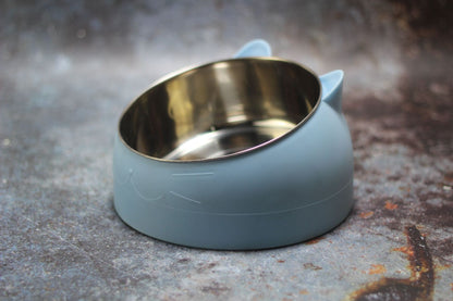 Protective Cervical Cat Bowl Oblique Mouth Pet Bowl Pets DealSniper.net Blue L