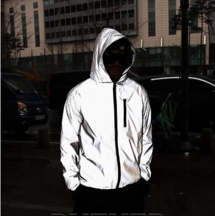 Men's Spring And Autumn Full Reflective Windbreaker Waterproof Jacket Men's High Street Men dealsniper-net Grey 2XL