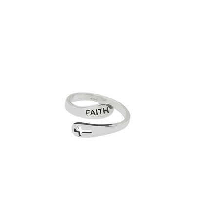 Fashionable English Letter Hollow Belief Ring Jewelry dealsniper-net Silver