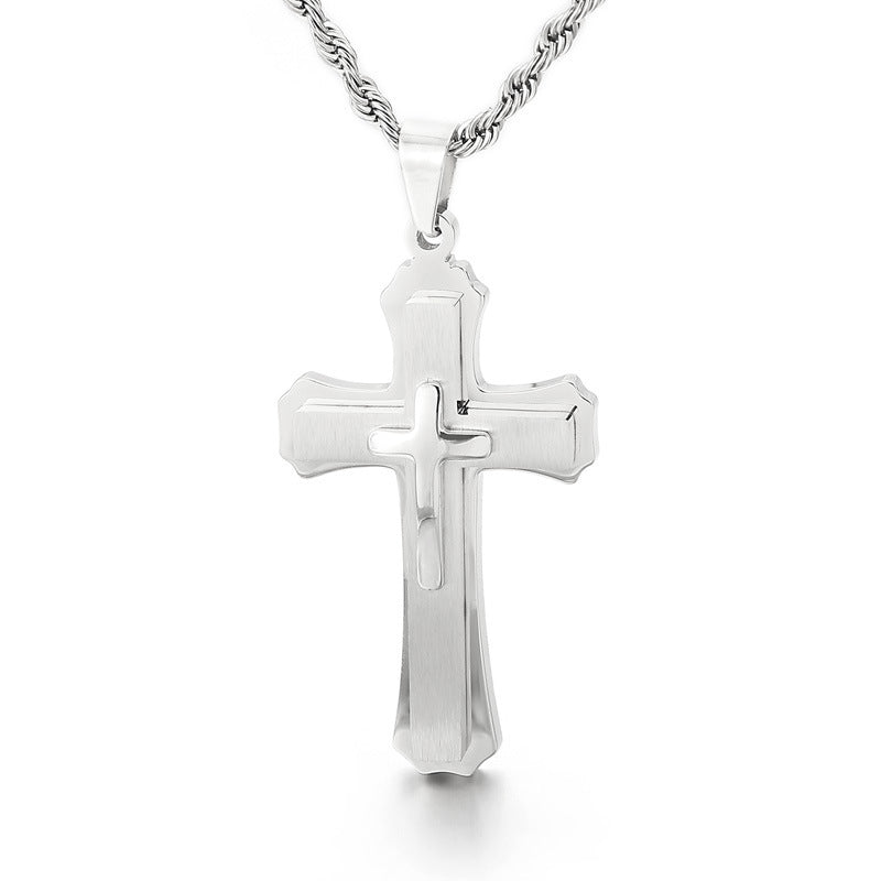 European And American Classic Creative Cross Pendant Necklace Jewelry dealsniper-net Steel With Chain KP96966