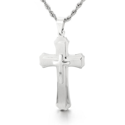 European And American Classic Creative Cross Pendant Necklace Jewelry dealsniper-net Steel With Chain KP96966