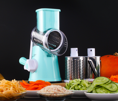 Manual Kitchen Accessories Multifunctional Round Mandoline Potato Slicer Vegetable Cutter Slicer Cheese Kitchen Gadgets Kitchen DealSniper.net Blue