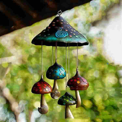 Mushroom Wind Chimes Colorful Handmade Resin Art Decoration Home Decor DealSniper.net