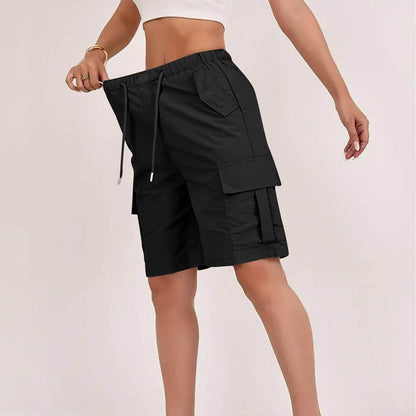 Summer New High-Waisted Cargo Shorts For Women Loose Casual Women Gym From House black 2XL