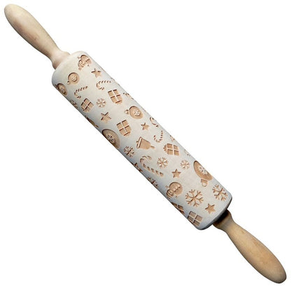 Rolling Pin Christmas Embossing Kitchen dealsniper-net 35cmx5cm