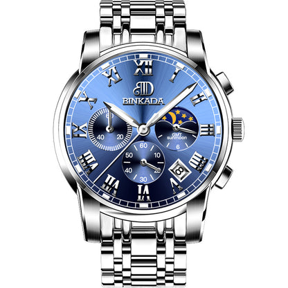 Men's Fashion Quartz Watch Waterproof Jewelry dealsniper-net 5003G Steel Belt Blue