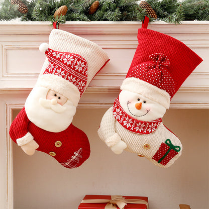 Large Red White Knitted Christmas Stocking Santa Claus Home Decor dealsniper-net