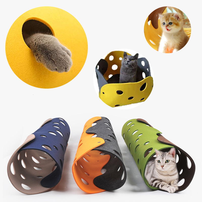 Cat Tunnel Cat Toy Felt Pom Splicing Deformable Kitten Nest Pets Gym From House