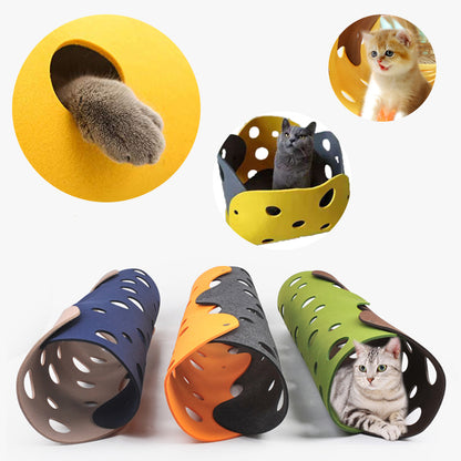 Cat Tunnel Cat Toy Felt Pom Splicing Deformable Kitten Nest Pets Gym From House