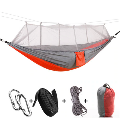 Outdoor Parachute Cloth Hammock Couble with Mosquito Net Light