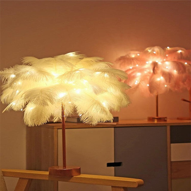 Feather Lamp Nordic Desk Lamp European-Style Night Light Home Decor dealsniper-net