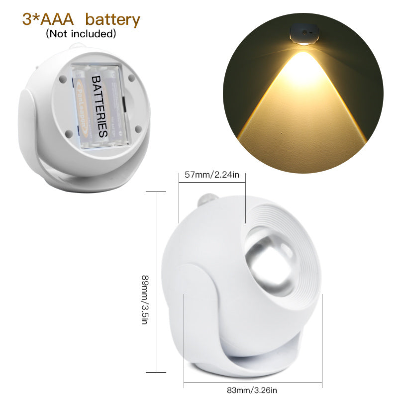 Adjustable Angle Human Sensing Light, Wireless Sunset Light, Indoor Spotlight, House DealSniper.net White AAA battery model