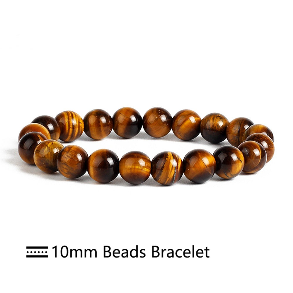 Natural Stone Bracelet Fashion Tiger Eyes Men Minimalist Beaded Jewelry dealsniper-net Tiger eye 19cm 10mm