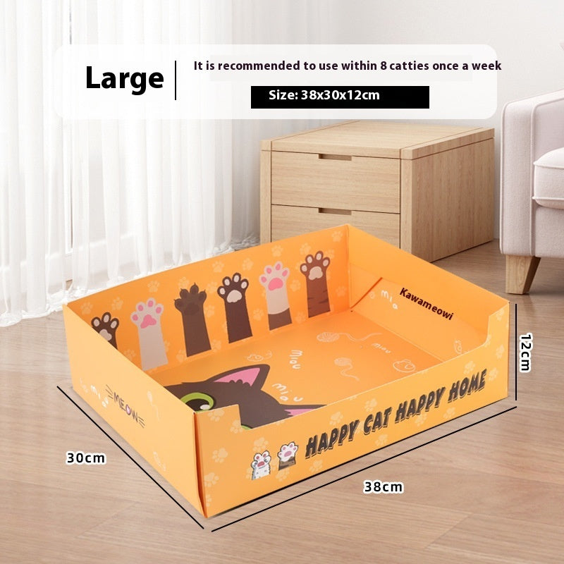 Portable Folding Semi-open Thickened Disposable Litter Box Pets Gym From House Litter Box Large B02 1 Pack