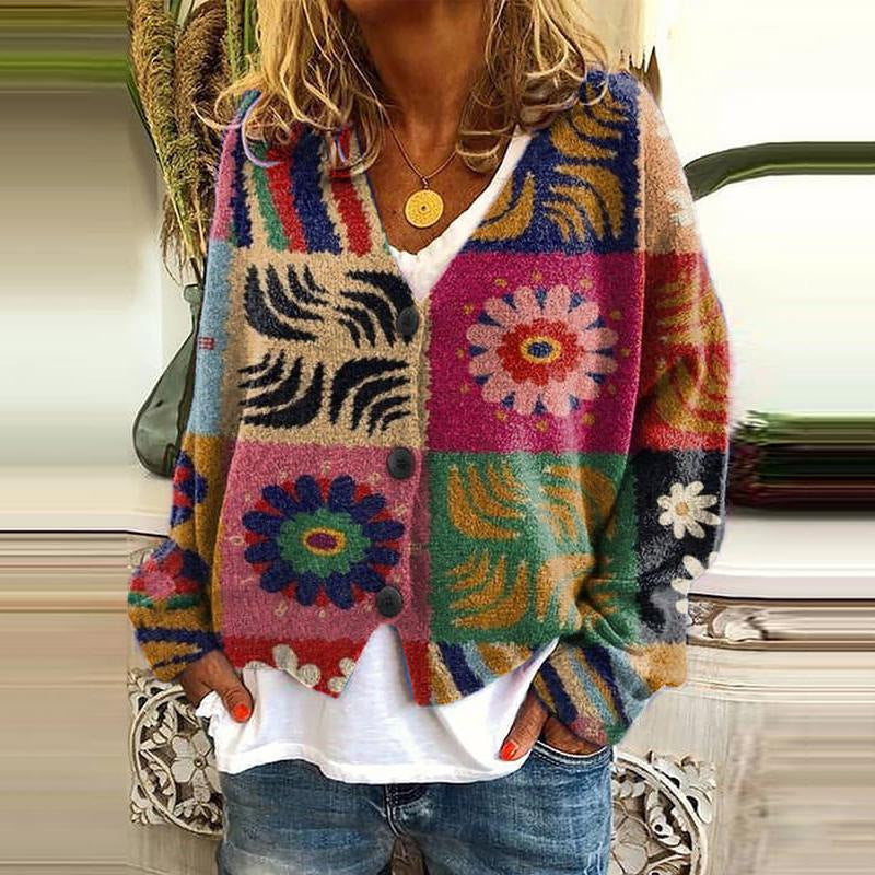 New Christmas Abstract Flowers Printing Sweater Fashion Women DealSniper.net