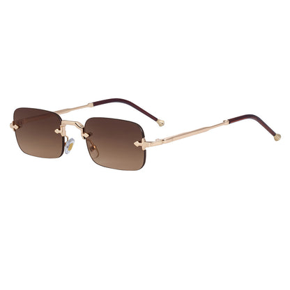 New Style Frameless Metal Temple Sunglasses For Men And Women Men Gym From House C3 golden tea ash