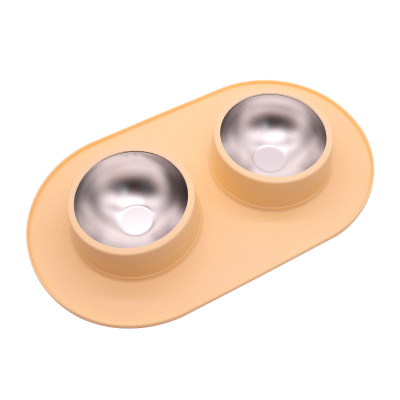 Pet Anti-skid Anti-splash Silicone Stainless Steel Bowl Pets Gym From House Ginger Yellow