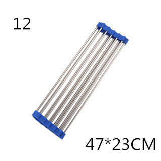 Folding Kitchen Drain Sink Rack Stainless Steel Kitchen DealSniper.net Blue 12L