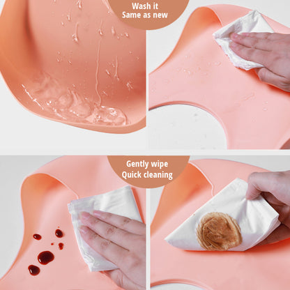 Soft Waterproof Silicone Baby Bib with Food Catcher, Baby Silicone Bib Kids dealsniper-net