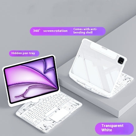 360 Swivel Keyboard Clear Case For IPad Smart Trackpad Electronics dealsniper-net Transparent White 10.2 Inches