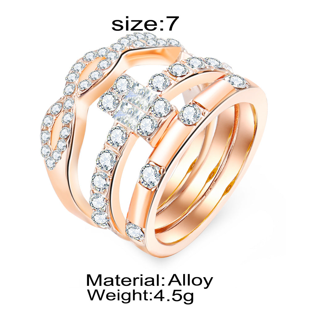 Flash diamond inlaid zircon ring Jewelry dealsniper-net