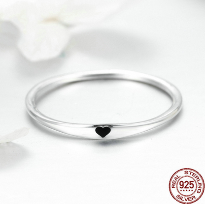 925 Sterling Silver Round Circle Pure Finger Ring Simple Heart Engrave Rings Jewelry dealsniper-net