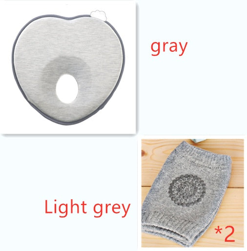 Newborn Infant Anti Roll Pillow Prevent Flat Head Neck Pillow Kids dealsniper-net Grey set