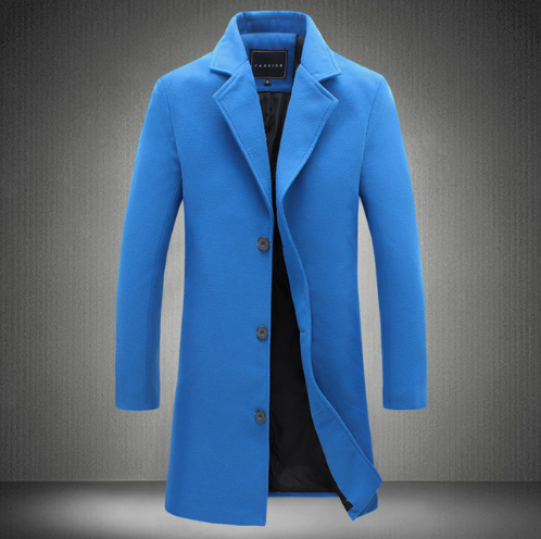 Autumn And Winter New Mens Solid Color Casual Business Woolen Coats Men dealsniper-net Royal Blue 2XL