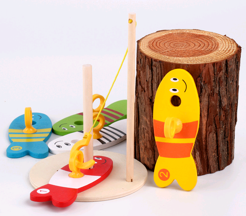 Children's educational creative fishing toys wooden