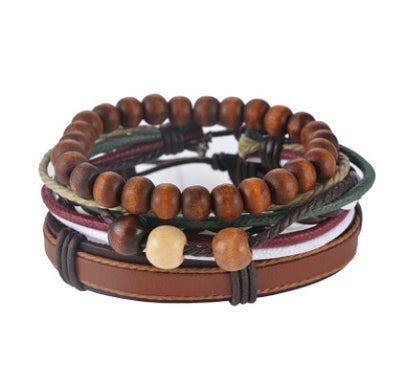 Leather Bracelet Men Multilayer Bead Bracelet Punk Wrap Jewelry dealsniper-net 2