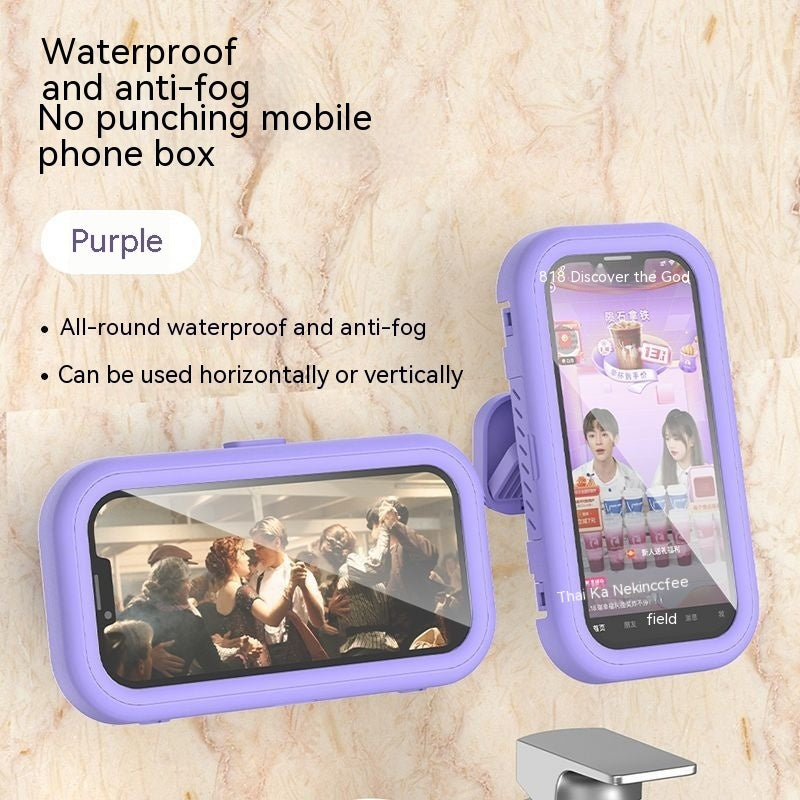 Bathroom Rotatable Waterproof Mobile Phone Box Punch-free Electronics Gym From House Purple