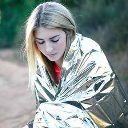 Human Body Hypothermia Lifesaving Emergency Blanket In Outdoor Field Outdoor dealsniper-net PETsilver 2pcs 140X210CM