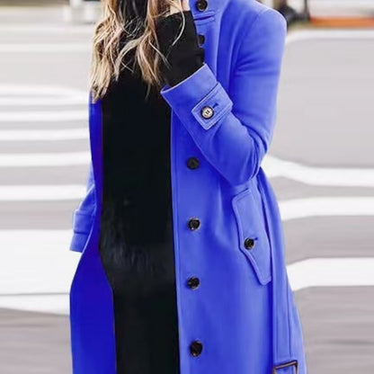 Autumn Winter New Woolen Coat Women's Slim Fit Cardigan Women null Blue 3XL