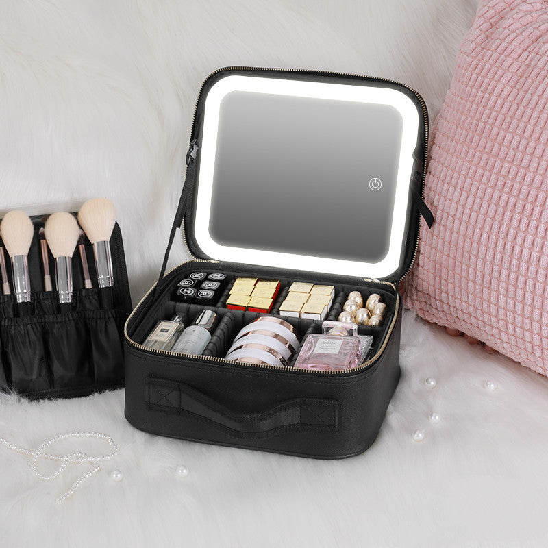 Smart LED Cosmetic Case With Mirror Cosmetic Bag Beauty dealsniper-net Black 12inches USB