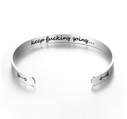 Mantra Bracelet With Quotes Stainless Steel Cuff Inspirational Jewelry Graduation Gift Jewelry dealsniper-net Silver