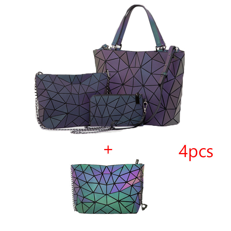 Luminous Makeup Bag Lattice Design Geometric Bag Women dealsniper-net H