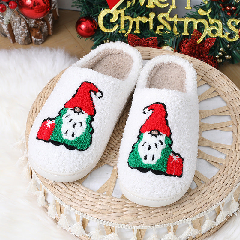 Cute Cartoon Santa Claus Home Slippers Shoes Men DealSniper.net Red White CN 36to37