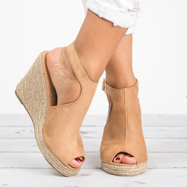 Fashion Women Platform Sandals Peep Toe Spartan Sandals Women Summer Wedges High Heel Shoes Women dealsniper-net Khaki 38