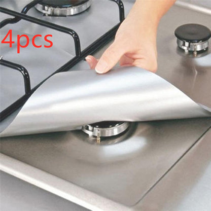 Gas Stove Protective Pad Kitchen DealSniper.net Silver4pcs 27x27cm