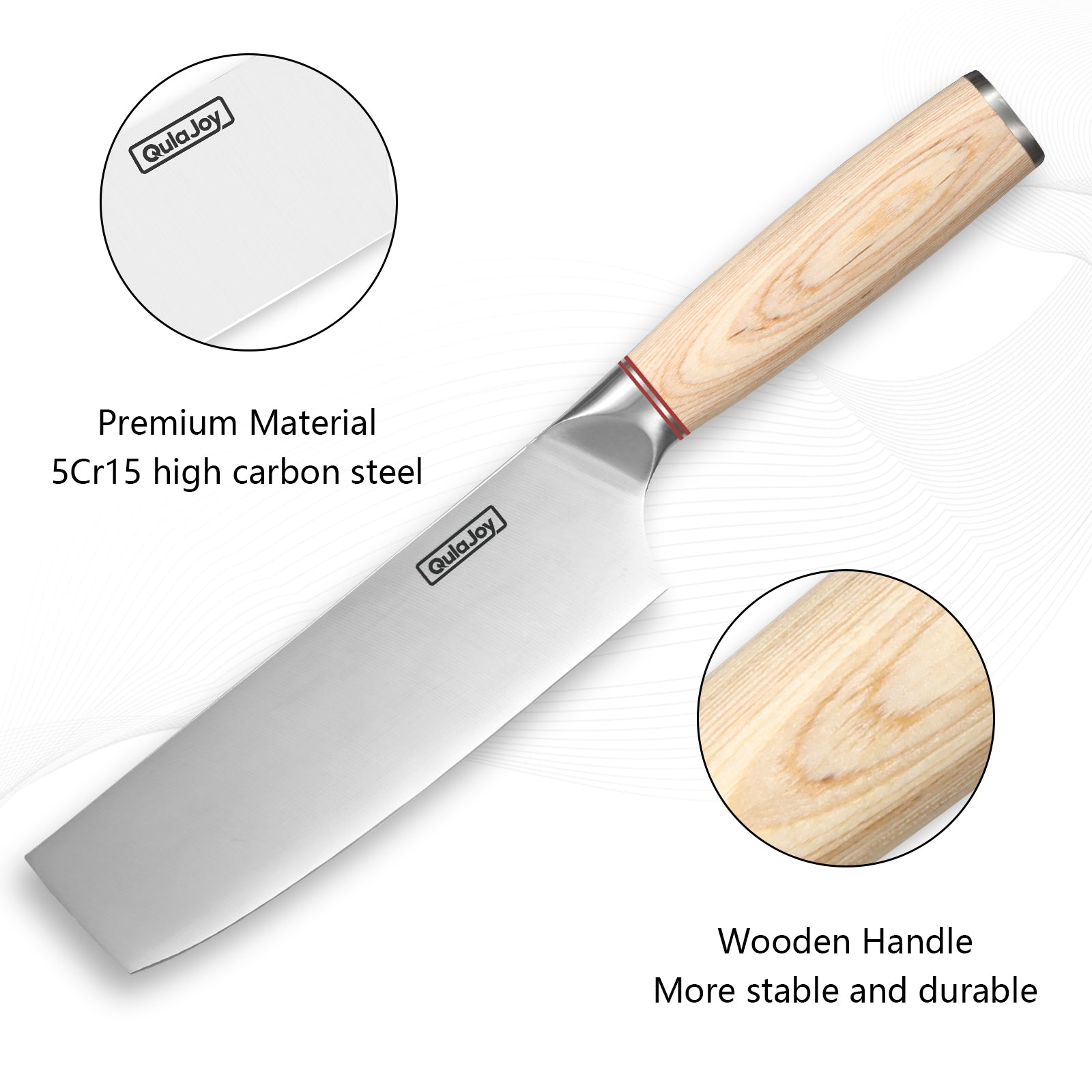 Qulajoy Vegetable Cleaver - Japanese Cleaver Chopping Knife High Carbon Stainless Steel Knives With Wooden Handle Kitchen dealsniper-net