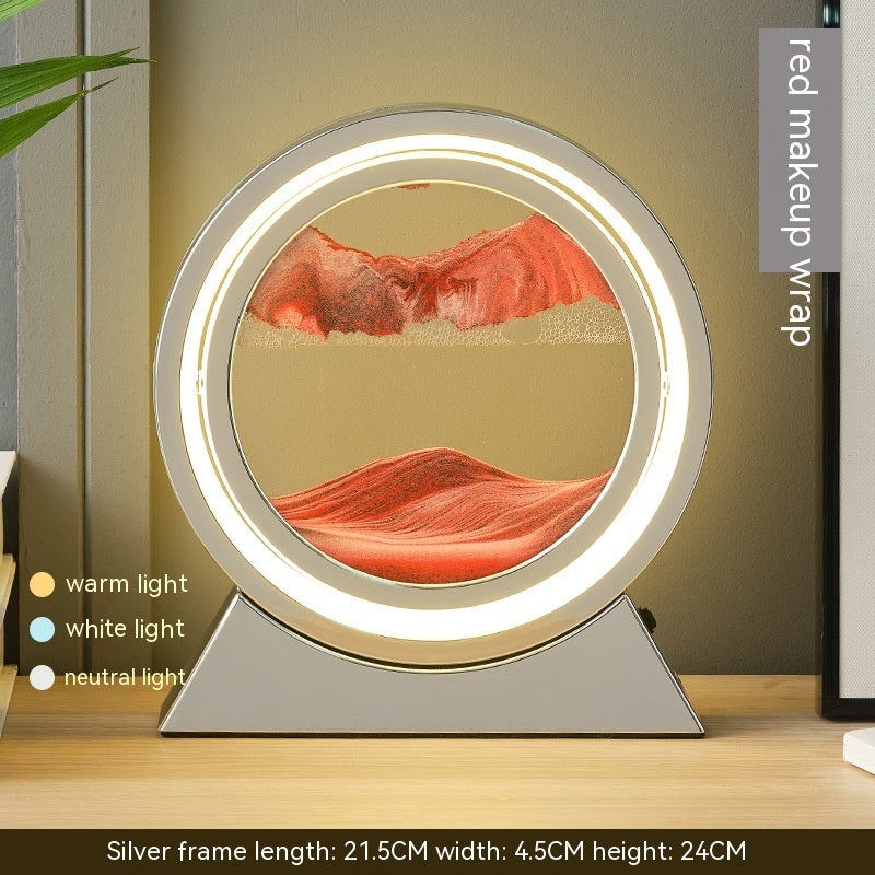 Quicksand Painting Hourglass Decoration Small Night Lamp Atmosphere Gift Home Decor DealSniper.net Dry Battery Plug In Type Silver Frame Hongsha