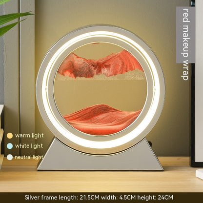 Quicksand Painting Hourglass Decoration Small Night Lamp Atmosphere Gift Home Decor DealSniper.net Dry Battery Plug In Type Silver Frame Hongsha