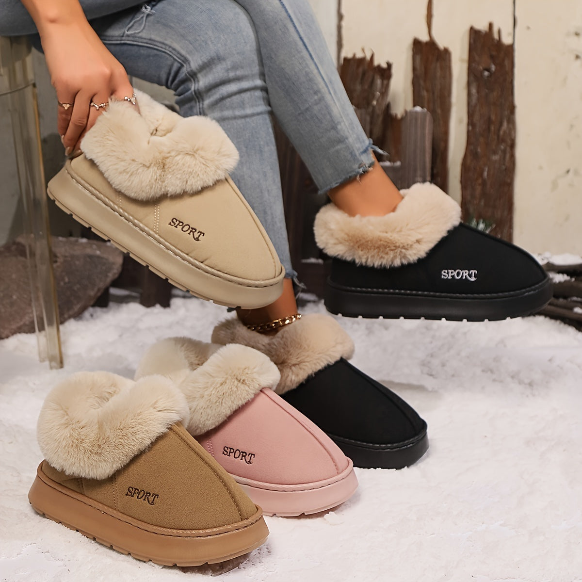 Cozy Plush Soft Slippers Shoes For Women Non-Slip Platform Shoes Women dealsniper-net