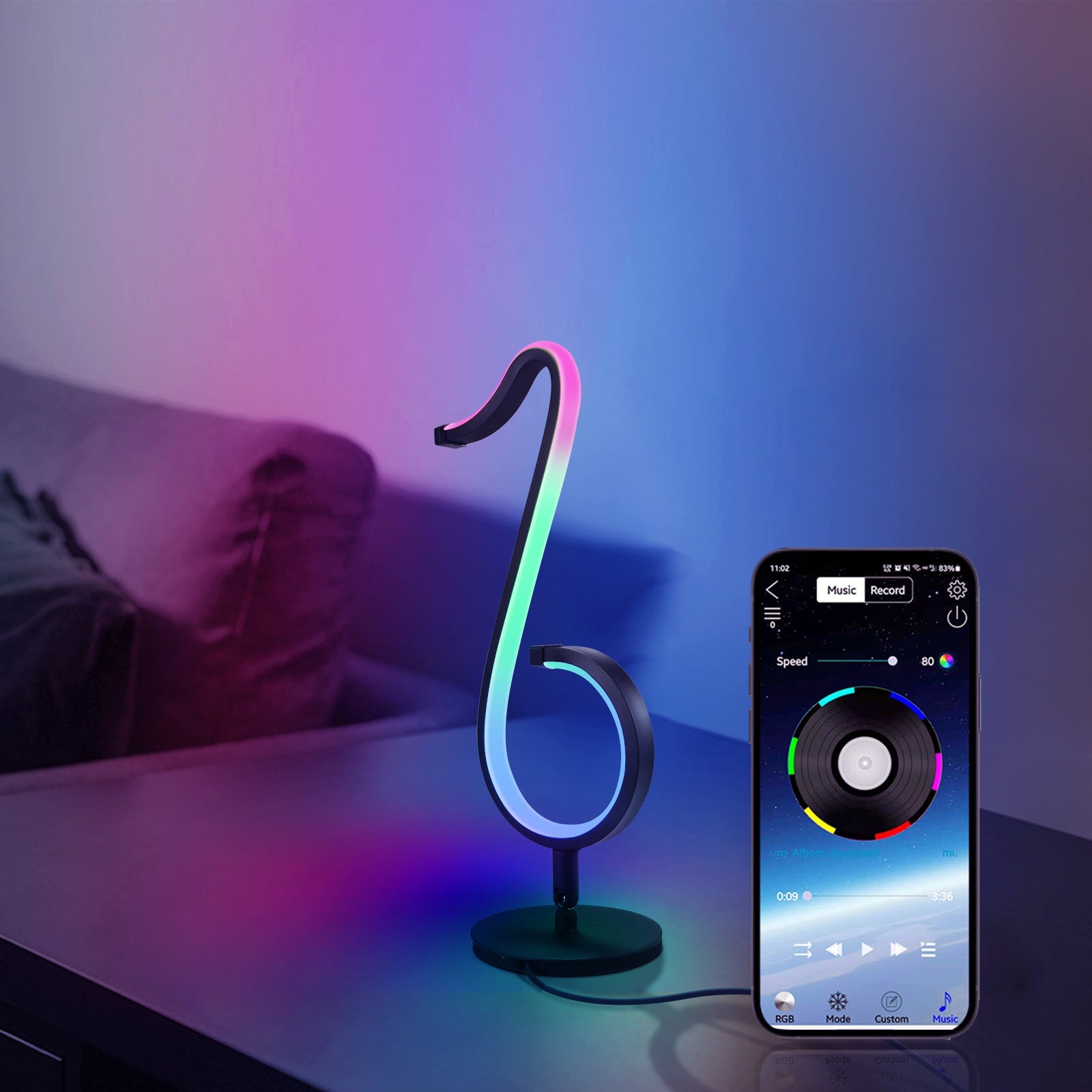 Intelligent APP Remote Control Symphony Atmosphere Light Lamp Home Decor DealSniper.net Black USB